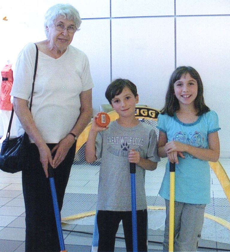 Peggy and grandkids at Coquitlam Centre Mall 2008
