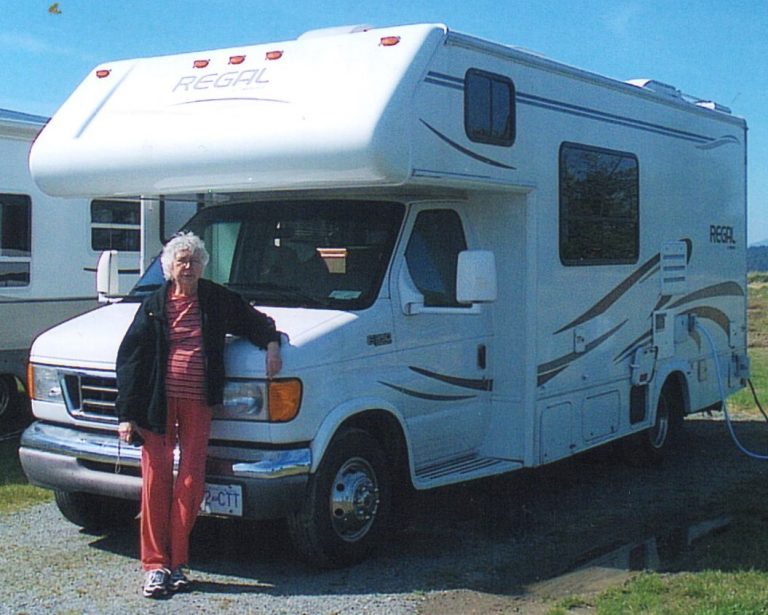 Peggy in Anacortes 2008 with our trusty RV (2)